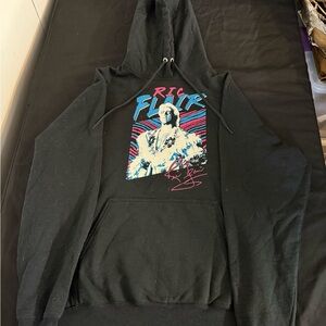 WWE Black Crewneck Hoodie with Multicolor Ric Flair Graphic